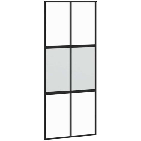 Porte coulissante，Porte intérieure，Porte d'entrée noir 90x205 cm verre trempé aluminium CFW90159