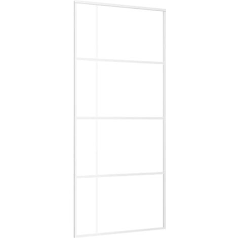 Porte coulissante，Porte intérieure，Porte d'entrée Verre ESG dépoli et aluminium 90x205 cm Blanc CFW55264