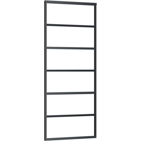 Porte coulissante，Porte intérieure，Porte d'entrée Verre ESG et aluminium 76x205 cm Noir CFW98828
