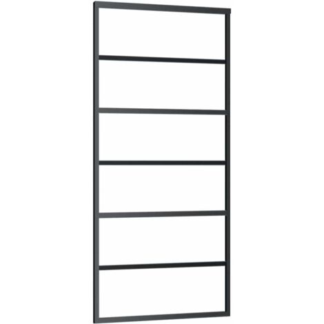 Porte coulissante，Porte intérieure，Porte d'entrée Verre ESG et aluminium 90x205 cm Noir CFW49120