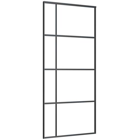 Porte coulissante，Porte intérieure，Porte d'entrée Verre ESG et aluminium 90x205 cm Noir CFW94481