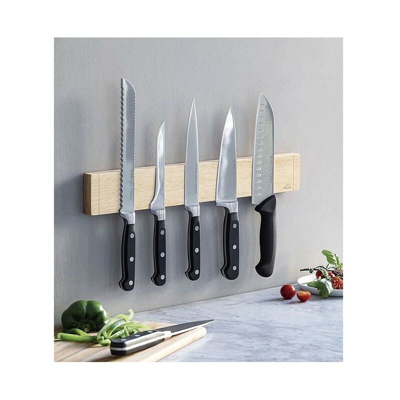 Suinga - Porte-couteau magnétique en bois d'hévéa, 45 cm