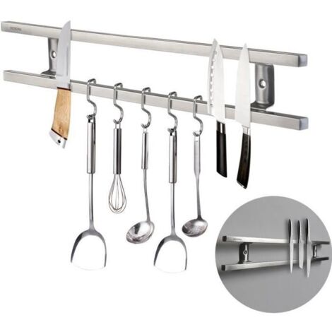 Porte-couteau magnétique murale Porte-couteaux à double barre de couteau pour couteaux Ustensiles et ensembles de cuisine