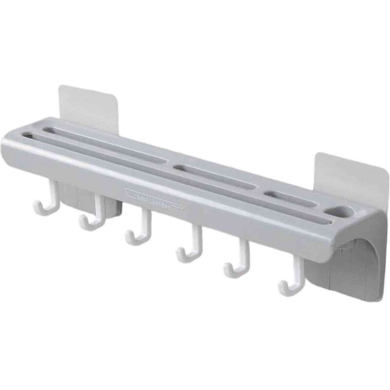 Porte-couteaux de cuisine avec crochets amovibles, range-cuillères, pelles et fourchettes, organisateur mural multifonctionnel pour la maison, gris