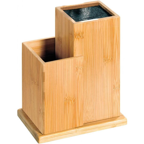 Porte couteaux en bambou - Beige - L 10 x l 10 x H 23 cm - Livraison gratuite