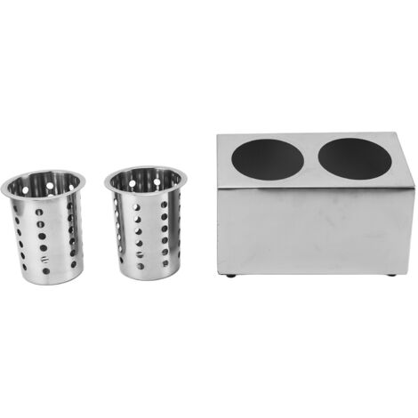 Porte-couteaux et ustensiles de cuisine en acier inoxydable, support multifonctionnel antidérapant avec 2 compartiments