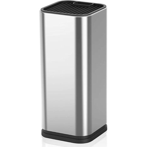 Porte-couteaux universel en acier inoxydable, bloc à couteaux de cuisine avec trou pour ciseaux, rangement pour plan de travail, support