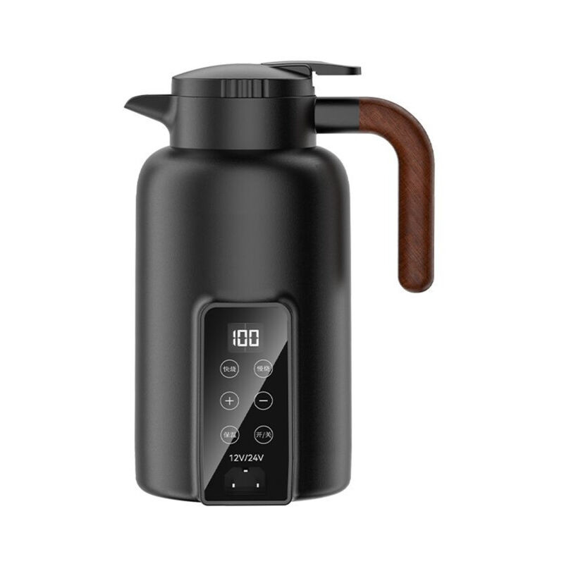 LIFCAUSAL Tasse chauffante isotherme pour véhicule 12V/24V avec doublure acier inoxydable - Thermos électrique 1,3L noir