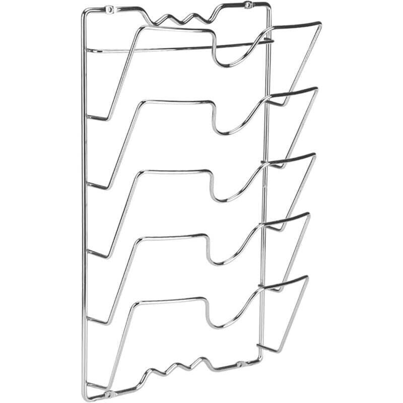 Porte Couvercles Vertical en Métal, Range Couvercle Mural avec 5 Compartiments, Rangement Couvercle Casserole pour Placard ou Mural, 40.7 x 25.7 x