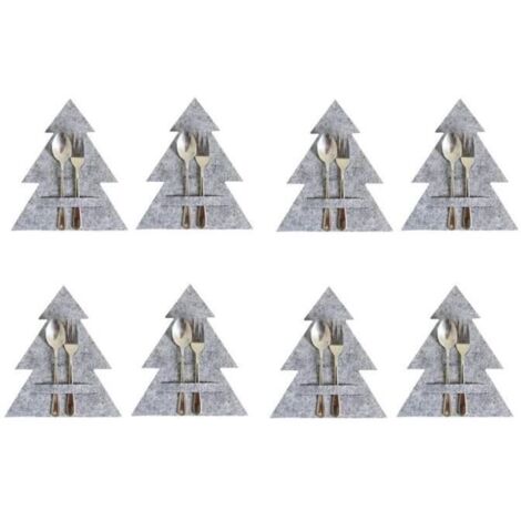 Porte-couverts de Noël,8 pièces porte-couverts de Noël,arbre de Noël,sac de rangement couteau et fourchette de Noël,pour famille,ami