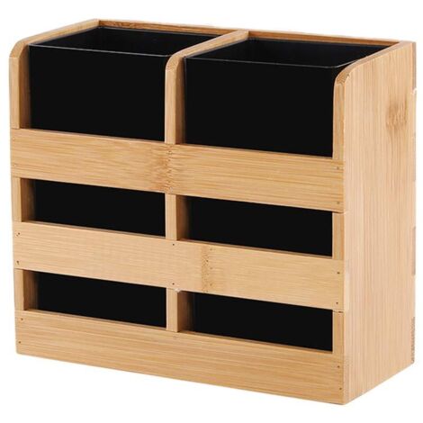 Porte-Couverts en Bois avec 2compartiments pour Ustensiles de Cuisine Rustique,Cuillère à Couteau,Spatule, Baguettes.Range Couvert Vertical, Organisateur de Support pour Cuisine (style1)