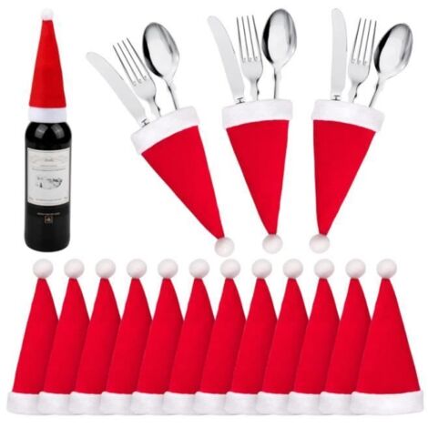 Porte Couverts Noël, Range Couverts Noël, Deco Table de Noël, Titulaires Vacances Père Noël Couverts Titulaire de Noël Fourchette