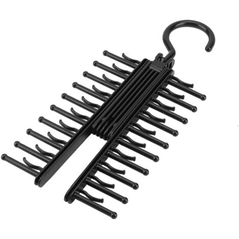Porte-cravates ajustable croisé en ABS noir - Organisation pour cravates, écharpes et ceintures jusqu'à 20 pièces avec clips anti-glisse
