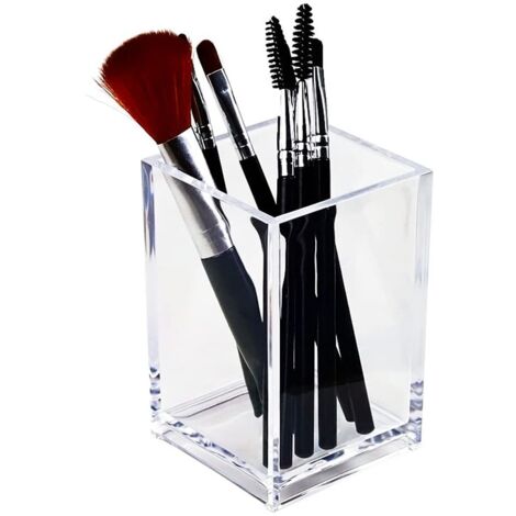 Porte-crayon en acrylique transparent, porte-brosse de maquillage transparent, accessoires de bureau, organisateur de papeterie pour accessoires de bureau