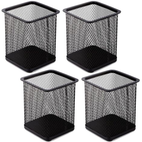 Porte-crayon en Maille, porte-crayon en Métal, pour le Bureau, le Bureau, le Stylo, l'Organiseur, 4 Pièce(carré Noir)