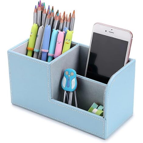 Porte-crayons de bureau en cuir, organisateur de bureau multifonctionnel, boîte de rangement pour fournitures de bureau