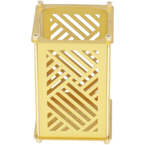 Porte-crayons en métal doré à monter soi-même - Organisateur de bureau cylindrique grande capacité - Accessoire de rangement élégant