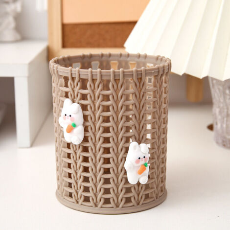 Porte-crayons en rotin tissé Kawaii pour bureau, porte-crayons Kawaii mignon pour les écoliers, porte-gobelet à stylos, rangement organisateur de papeterie japonaise