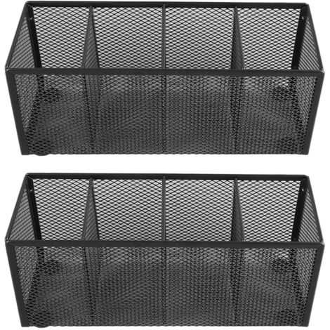 Porte-crayons métallique 4 compartiments, rangement bureau multifonction pour école ou bureau