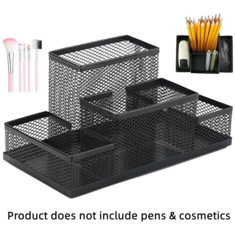 Porte-crayons - Non spécifié - Organiseur de Bureau - Métal - Noir - 4 Compartiments
