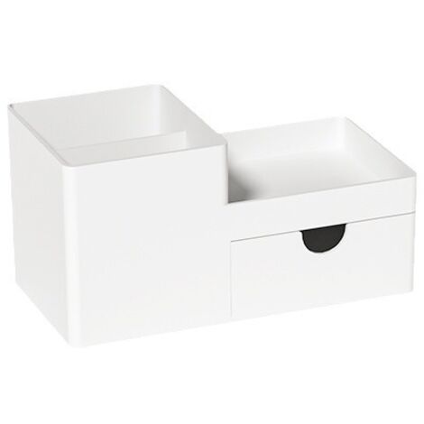 Porte-crayons rétractable blanc, organiseur de bureau en plastique Tommoy01