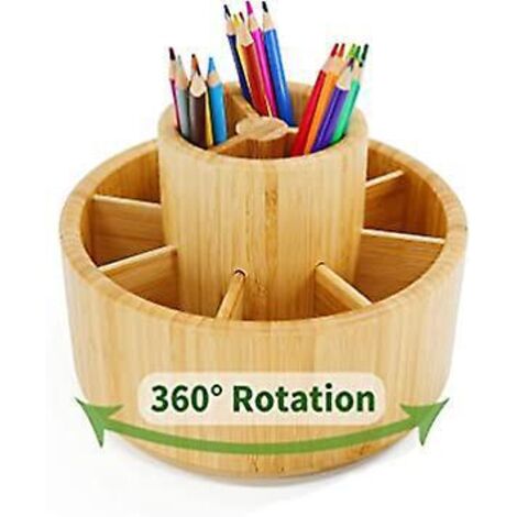 porte-crayons Rotatif En Bambou, Organisateurs De Fournitures D'art De Bureau, Bote De Rangement En Bois Pour Stylos De Bureau, Porte-crayons De C