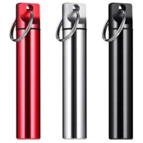 Porte-cure-dents en métal 3 pièces, petit étui à pilules, porte-cure-dents portable, pilulier de voyage, distributeur de cure-dents, étui à cure-dents de poche en alliage d'aluminium avec porte-clés, 