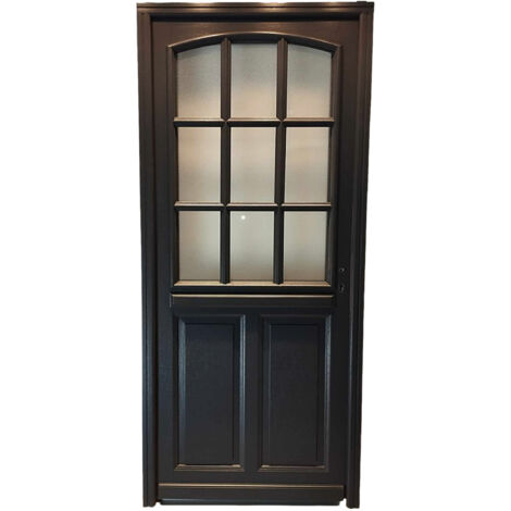 Porte D' Entree Bois Exo Modele 'Alicia' 215X80 Poussant Gauche Cote Tableau - gris_fonce-12
