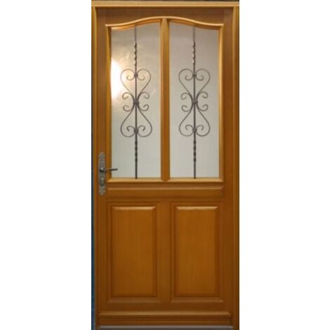 Porte D' Entree Bois Exo Modele 'Sandy' 215X90 Pousant Droite Cote Tableau - marron-11