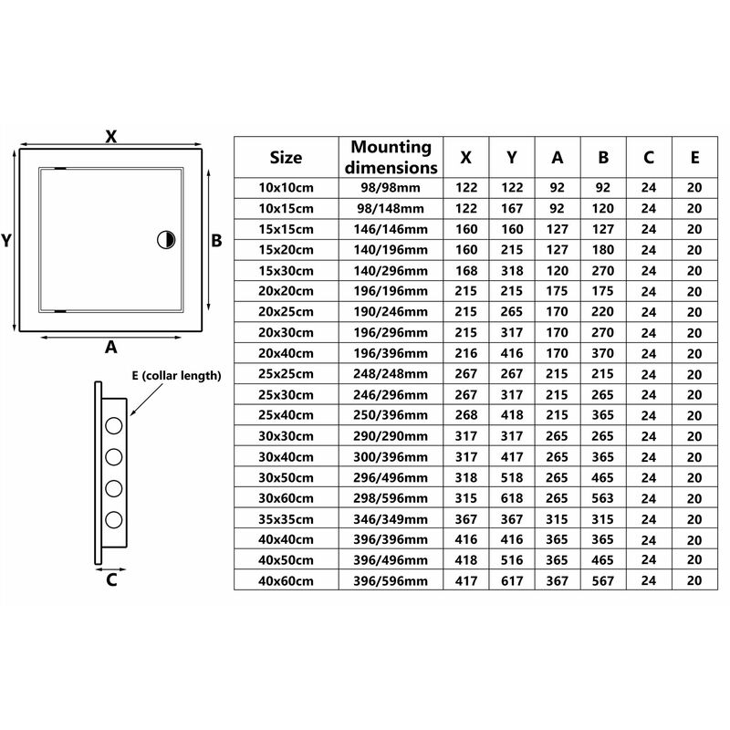 Porte dacc/ès 300x500mm panneaux dacc/ès inspection de trappe abs plastique de haute qualit/é