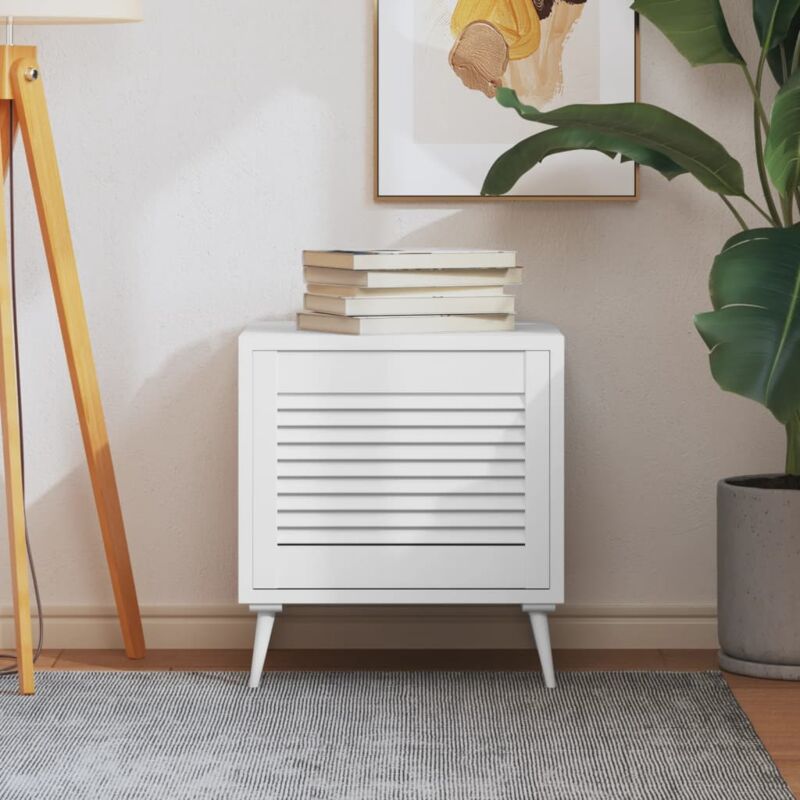 Porte d'armoire à persiennes blanc 39,5x49,4 cm pin massif CFW84684