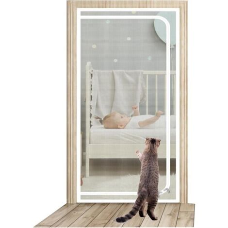 Porte De Balcon for Chat 80Cmx210Cm,Moustiquaire Épaisse for Salon,Chambre À Coucher,Cuisine,Terrasse，Porte Moustiquaire Résistante