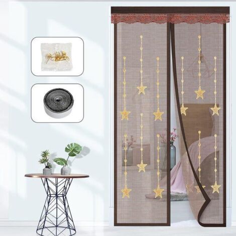 Porte de balcon moustiquaire, aimant de porte moustiquaire Rideau magnétique moustiquaire anti-insectes, sans perçage 140x220cm