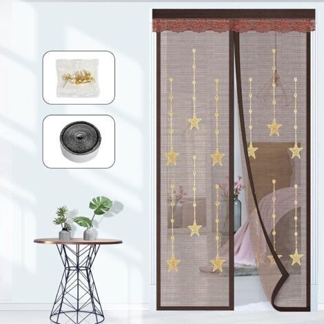 Porte de balcon moustiquaire, aimant de porte moustiquaire Rideau magnétique moustiquaire anti-insectes, sans perçage 90x200cm