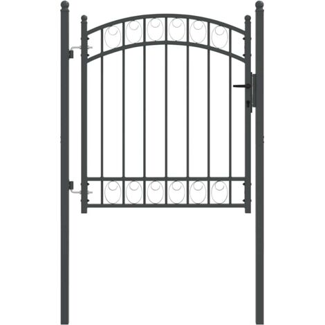 Porte de Clôture Emmen Gris 125 x 100 cm Acier peint par poudre