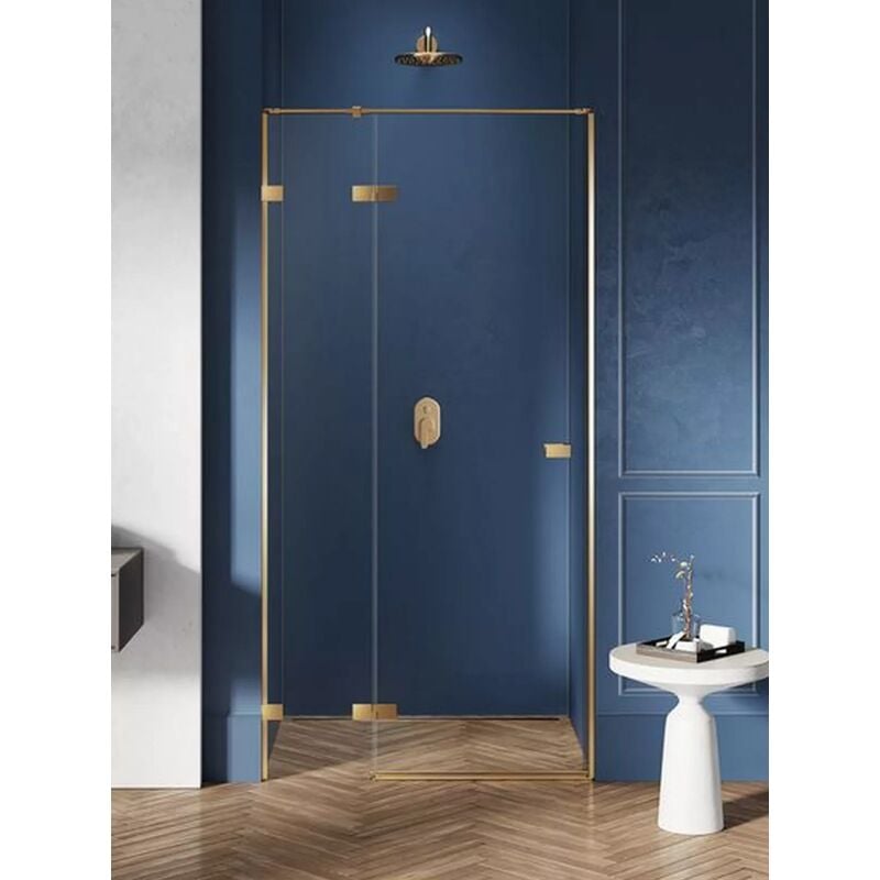 Porte de douche 100 cm doré brossé pivotante droite bali gold brushed