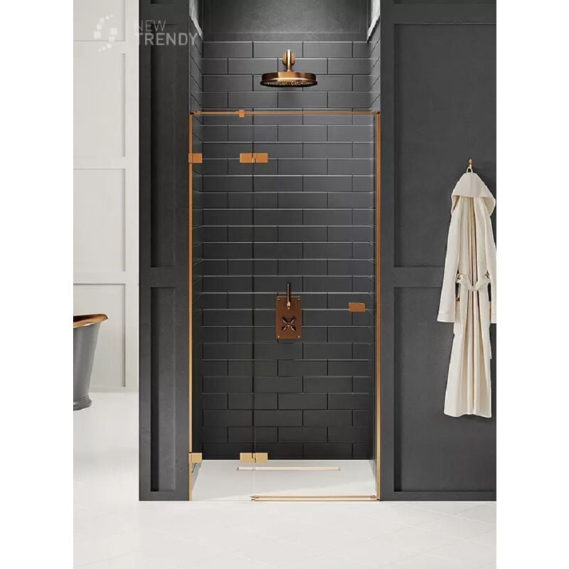 Porte de douche 140 cm cuivre brossé pivotante gauche tahiti copper brushed