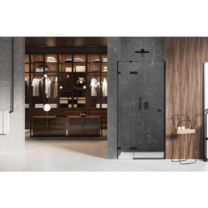 Porte de douche 140 cm noire pivotante droite bora-bora black