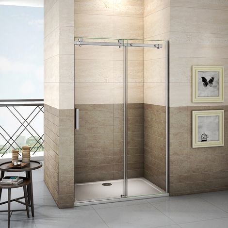 Porte de douche 140x195cm porte de douche coulissante installation en niche verre anticalcaire