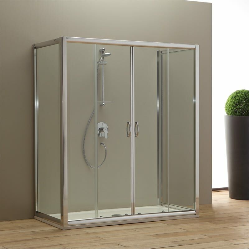 Kiamami Valentina - Porte De Douche 180 Cm Giada 2 Porte Fixes 80 Cm Verre Transparent