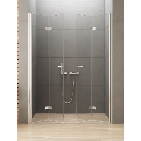 Porte de douche 2 portes pliantes 190 cm chrome CORFOU CHROME