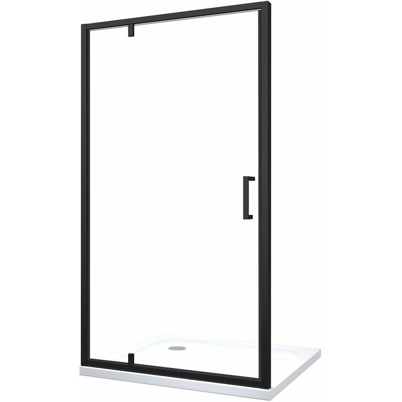 Porte de douche à ouverture battante roto-translante avec pivots asymétriques, cadre noir mat réversible Cm 116-119 h 200