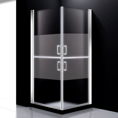 Porte de douche avec demi-porte pivotante sablée - 90 cm