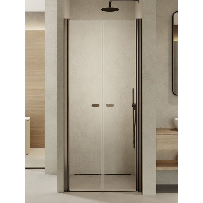 Porte de douche battante 110 cm inox brossé ANTILLES GUNMETAL BRUSHED