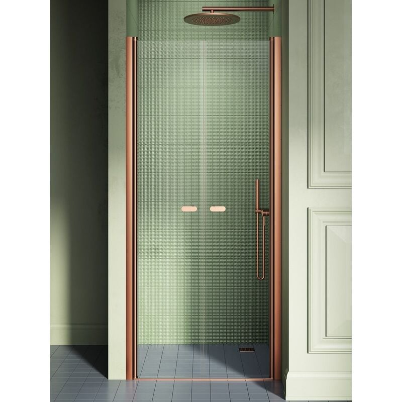 Porte de douche battante 120 cm cuivre brossé monako copper brushed - cuivre brossé