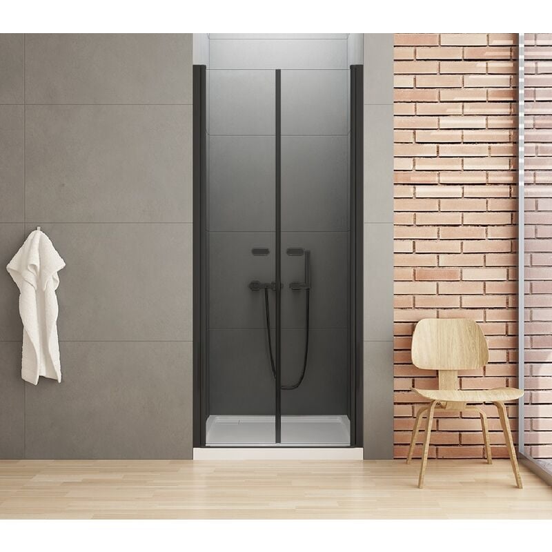 Porte de douche battante 80 cm noir rhodes black - noir
