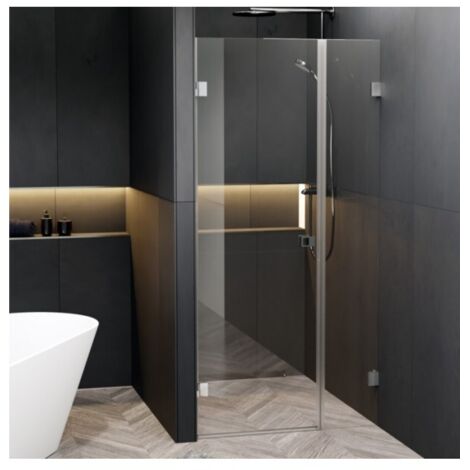 Porte de douche battante à charnières chromées SCANDIC NXT 102 RIHO 90x200 cm-Chromé-Droite-Chromé-90 --