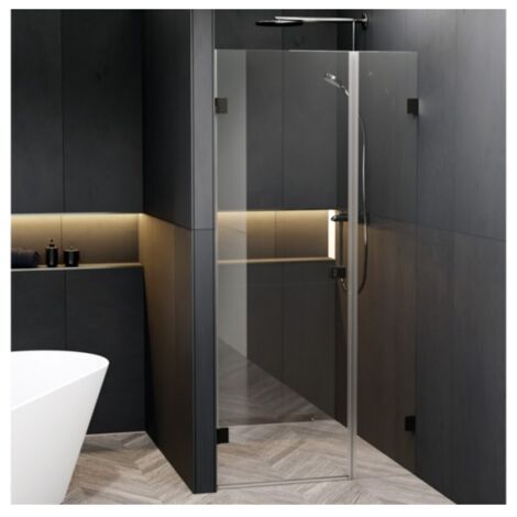 Porte de douche battante à charnières noires SCANDIC NXT 102 RIHO 120x200 cm-Noir-Gauche-Noir-120 --