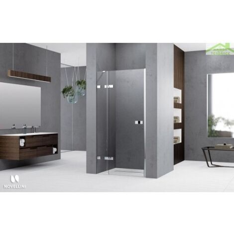 Porte de douche battante avec 1 fixe en alignement NOVELLINI GALA 1B - H 200cm-Avec équerre---Avec équerre