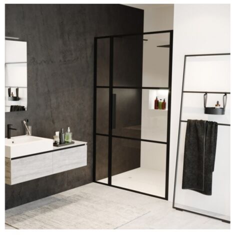 Porte de douche battante en niche GRID 104 RIHO 110x200 cm
